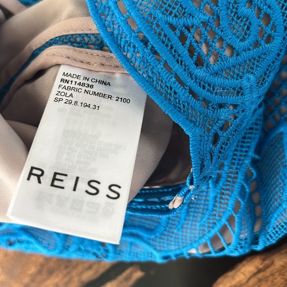 REISS Blue Zola Lace Fitted Dress, size 10 - Picture 12 of 16